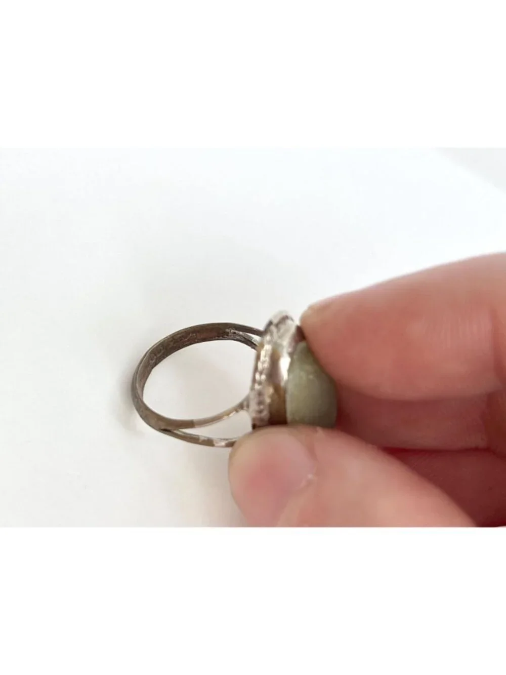 Connemara Marble Ornate Split Shank Sterling Silver 925 Vintage Ring - sz 5.5